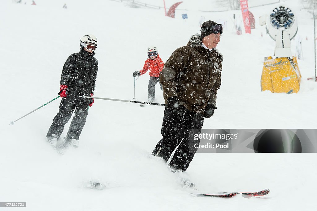 King Philippe And Queen Mathilde Of Belgium On Family Skiing Holiday