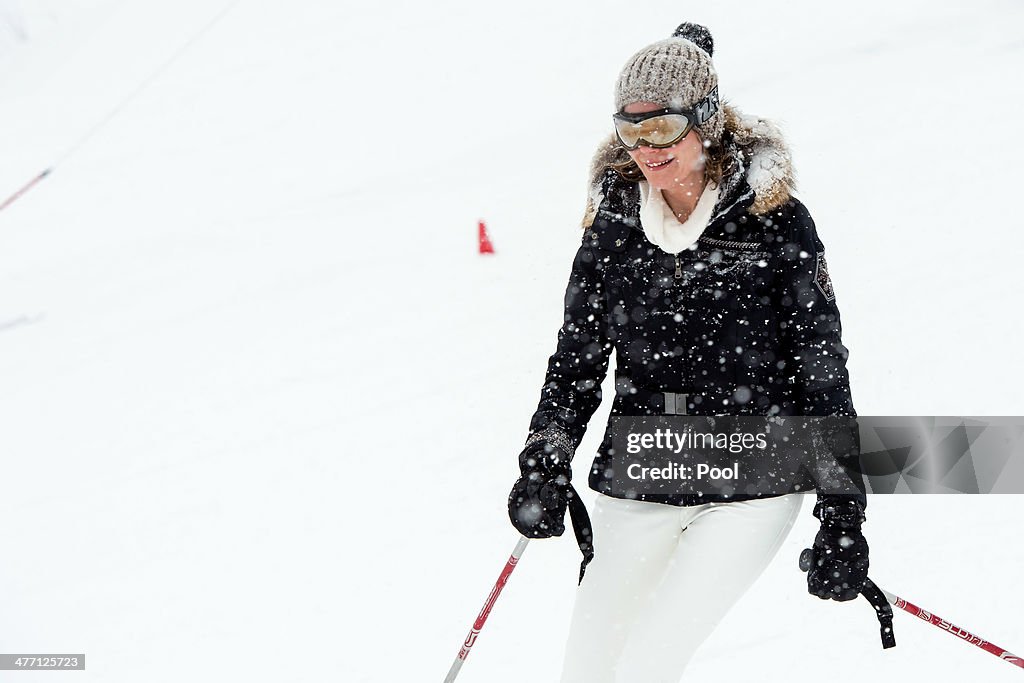 King Philippe And Queen Mathilde Of Belgium On Family Skiing Holiday