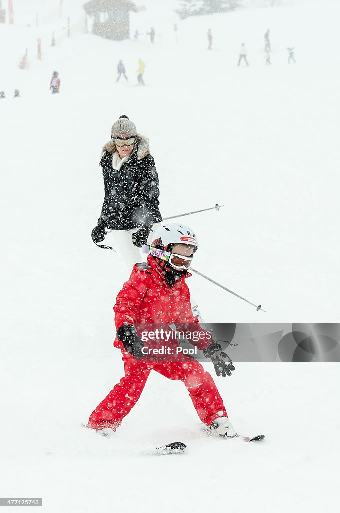 King Philippe And Queen Mathilde Of Belgium On Family Skiing Holiday
