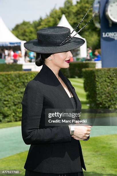 Actress Aishwarya Rai attends the 'Prix de Diane Longines 2015' at Hippodrome de Chantilly on June 14, 2015 in Chantilly, France.