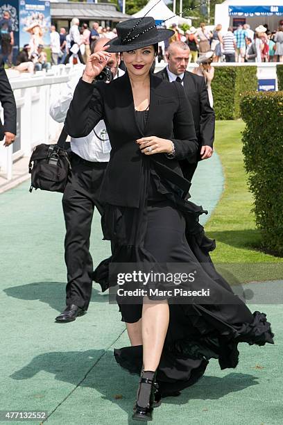 Actress Aishwarya Rai attends the 'Prix de Diane Longines 2015' at Hippodrome de Chantilly on June 14, 2015 in Chantilly, France.