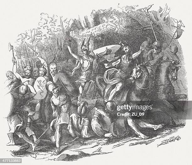 kampf der teutoburg forest - teutoburger wald stock-grafiken, -clipart, -cartoons und -symbole