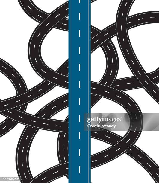 correct way in confused road - straight stock illustrations