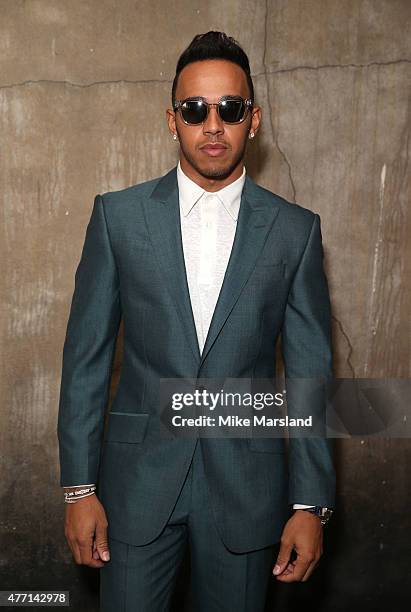 Lewis Hamilton attends the Richard James show during The London Collections Men SS16 on June 14, 2015 in London, England.