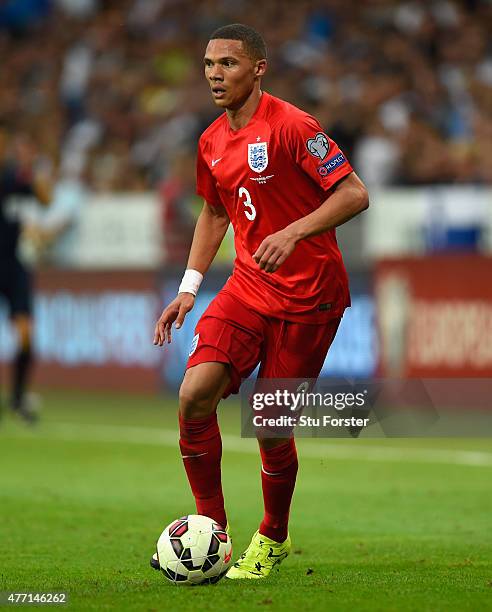 England player Kieran Gibbs in action during the UEFA EURO 2016 Qualifier between Slovenia and England on at the Stozice Arena on June 14, 2015 in...