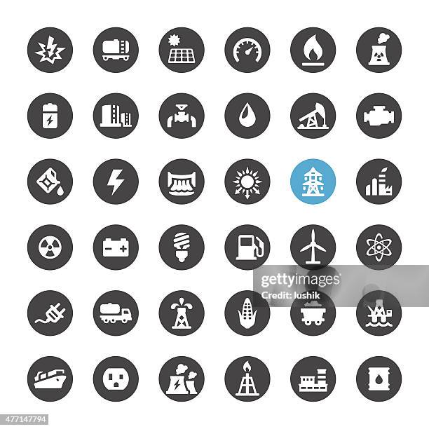 fuel and power generation vektor-icons - förderturm stock-grafiken, -clipart, -cartoons und -symbole