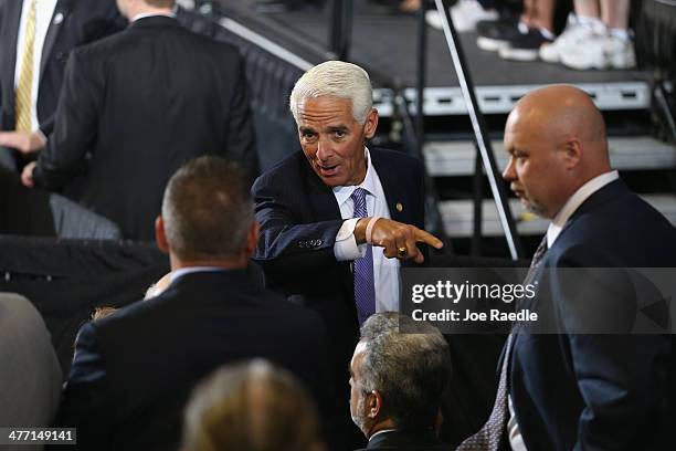 Florida Gubernatorial candidate Charlie Crist attends an event where U.S. President Barack Obama spoke at Coral Reef Senior High on March 7, 2014 in...