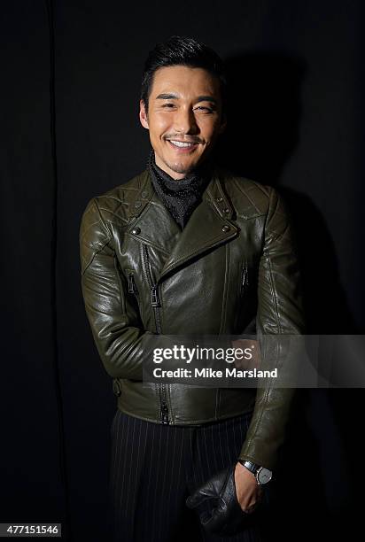 Hu Bing attends the Belstaff show during The London Collections Men SS16 at Old Billingsgate on June 14, 2015 in London, England.