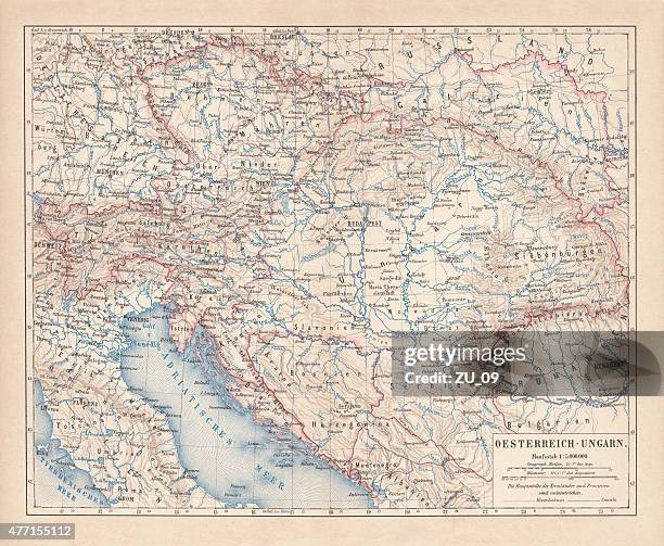 ilustrações de stock, clip art, desenhos animados e ícones de império austro ­ húngaro, habsburg monarquia, publicada em 1877 - mar adriático