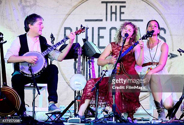 Musicians Bela Fleck, Abigail Washburn, and Rhiannon Giddens perform onstage at That Tent during Day 4 of the 2015 Bonnaroo Music And Arts Festival...