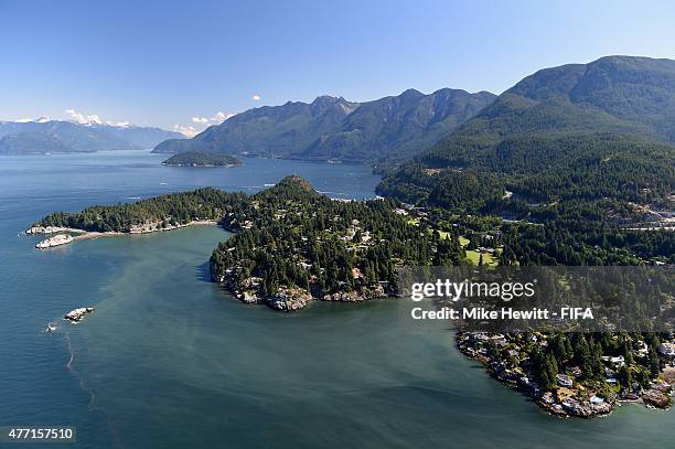 Aerial view of Horseshoe Bay and the coast north of Vancouver on June 14, 2015 in Vancouver, Canada.