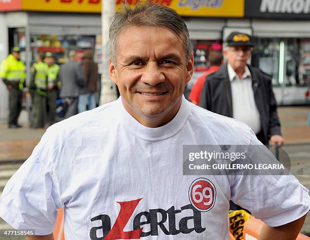 Colombian Senate candidate for the Liberal party, humorist Juan Ricardo Lozano, poses for a picture on March 7 in Bogota. Colombia will hold...