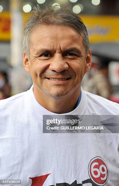 Colombian Senate candidate for the Liberal party, humorist Juan Ricardo Lozano, poses for a picture on March 7 in Bogota. Colombia will hold...