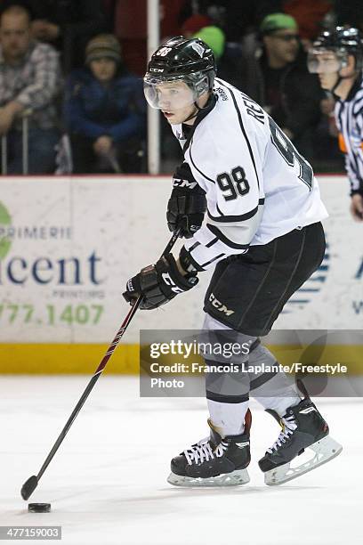 Martin Reway of the Gatineau Olympiques skates with the puck against the Val-D'Or Foreurs during the QMJHL game on February 28, 2014 at Robert...