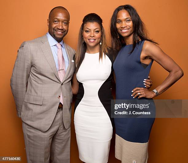 American Black Film Festival Founder Jeff Friday, actress Taraji P. Henson and Nicole Friday attend the 2015 American Black Film Festival at the New...