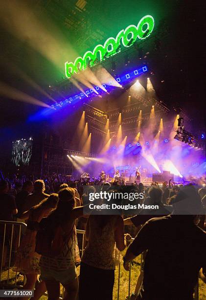The crowd and atmosphere during Mumford & Sons performance at the Bonnaroo Music and Arts Festival 2015 on June 13, 2015 in Manchester, Tennessee.