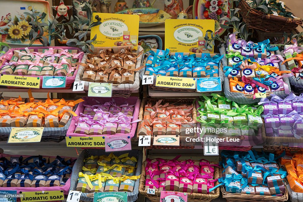 Aromatic soaps for sale at Old Town shop