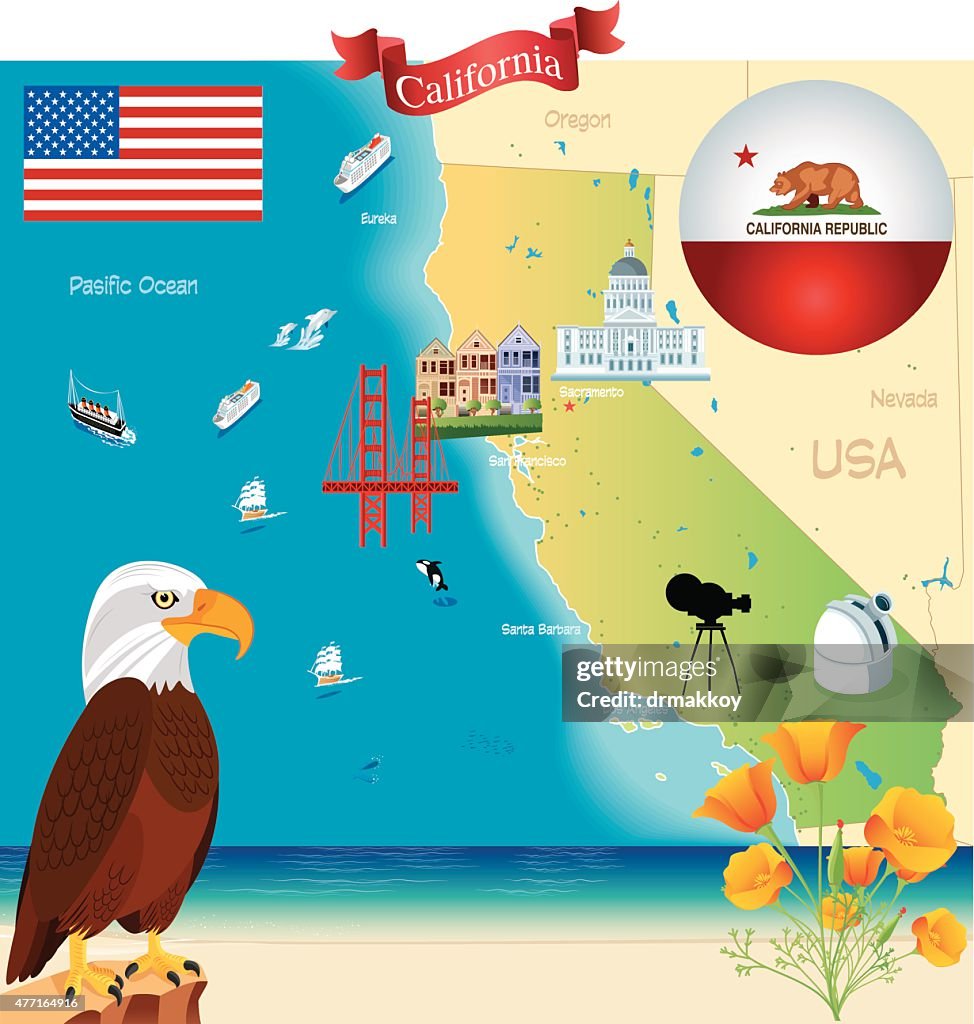 Cartoon map of California