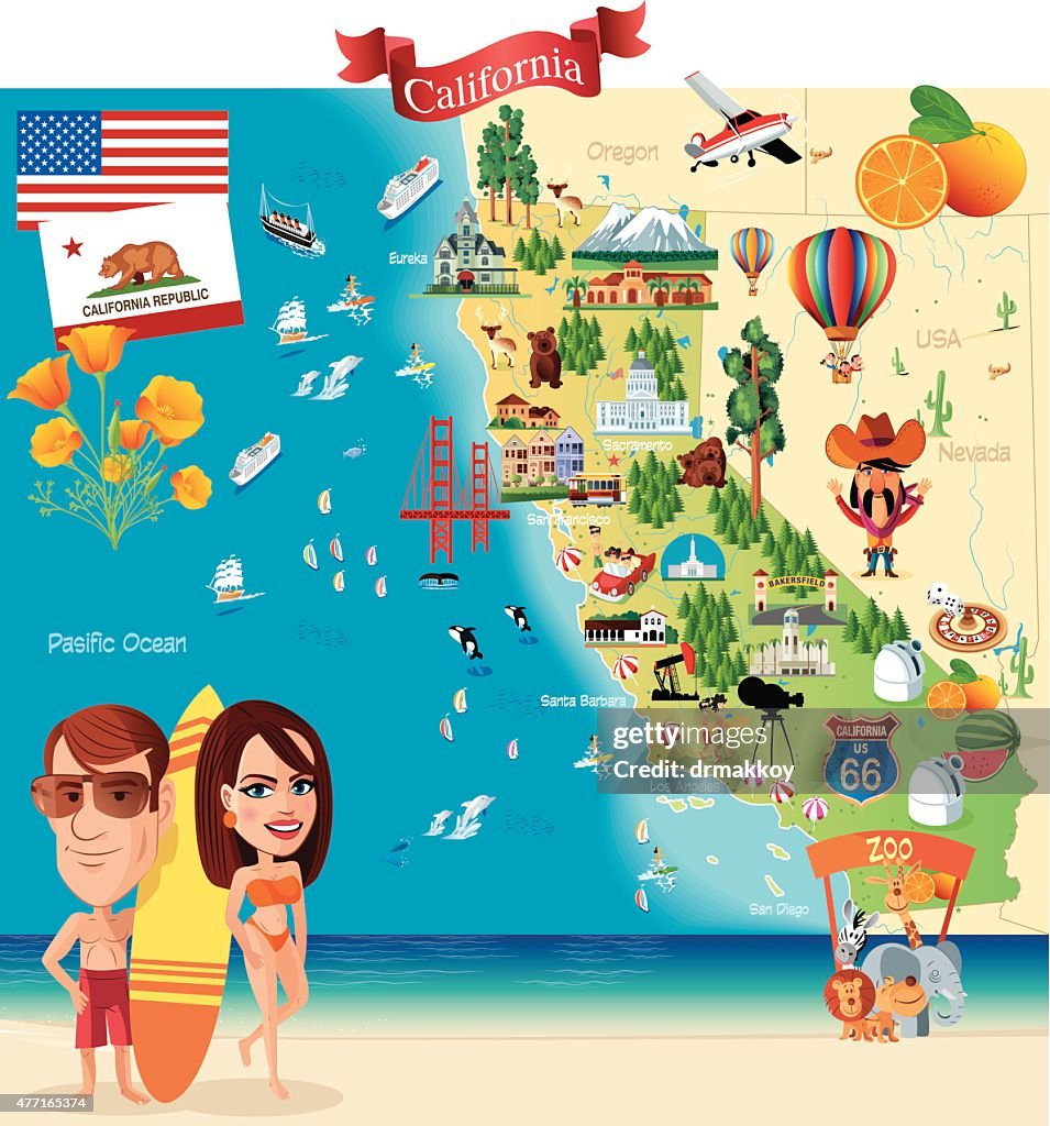 Cartoon map of California