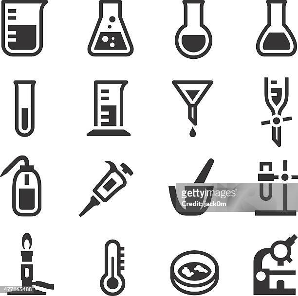 chemistry lab icons set 1 - chemistry stock illustrations