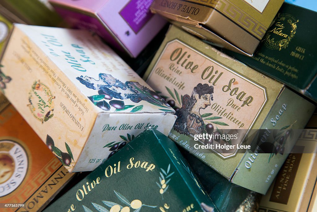 Olive oil soap for sale at souvenir shop