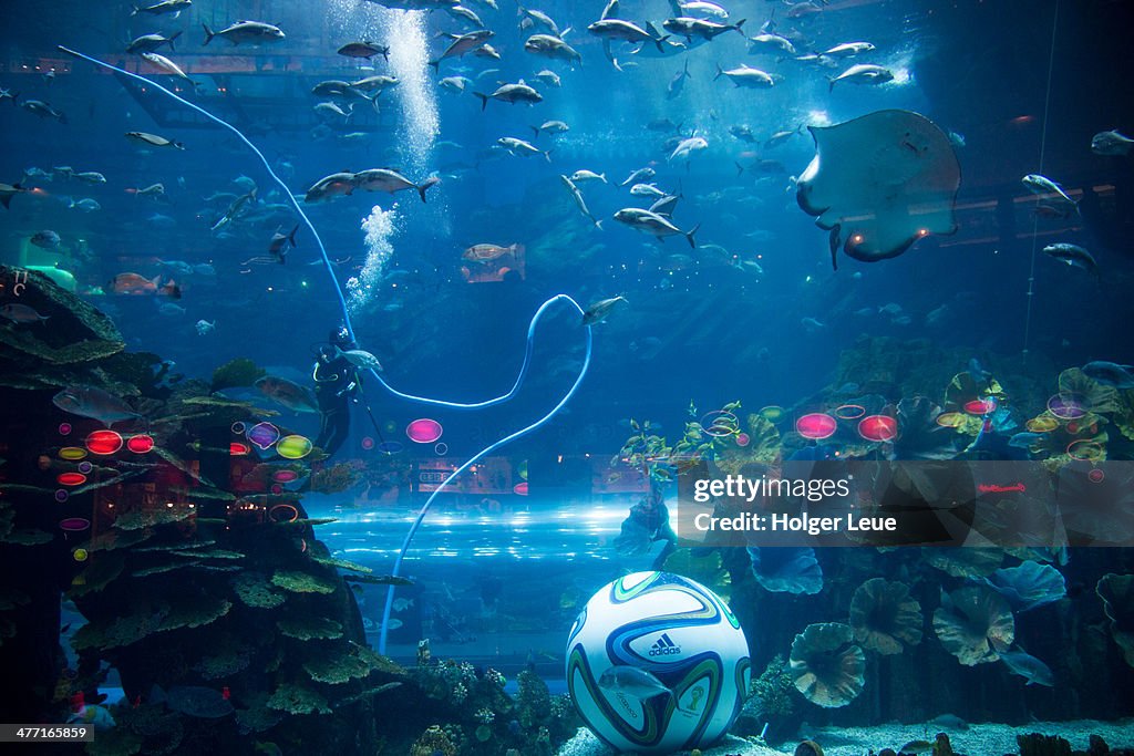 Oversized football in Aquarium at Dubai Mall