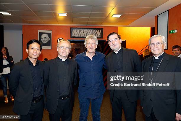 Joseph Dinh Nguyen Nguyen, Pere Jean-Michel Bardet, Singer Yves Duteil, Pere Charles Troesch and Monseigneur Jean-Michel di Falco Leandri and attend...