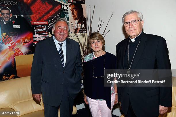 President of Senat Gerard Larcher and his wife Christine and Monseigneur Jean-Michel di Falco Leandri attend the Farewell Concert of 'les Pretres' at...