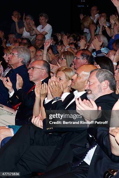 Singer Yves Duteil, Ministre de l Interieur Bernard Cazeneuve and his wife, guest and Monseigneur Pascal Gollnish ÊDirecteur des Oeuvres d orient...