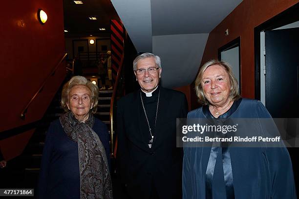 Bernadette Chirac, Monseigneur Jean-Michel di Falco Leandri and Maryvonne Pinault attend the Farewell Concert of 'les Pretres' at L'Olympia on June...