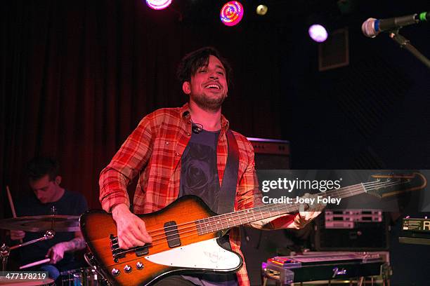 Gavin Jasper of the American alternative rock band Saints Of Valory perform in front of a soldout crowd at Radio Radio on February 14, 2014 in...