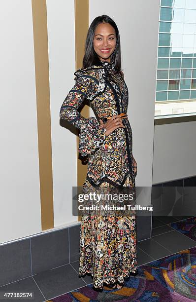 Actress Zoe Saldana-Perego attends the premiere of "Infinitely Polar Bear" at the Los Angeles Film Festival at Regal Cinemas L.A. Live on June 14,...