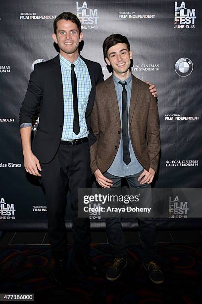 Directors Samuel Miron and Stephen Scarpulla attend the "A New High" and "Hotel 22" screenings during the 2015 Los Angeles Film Festival at Regal...