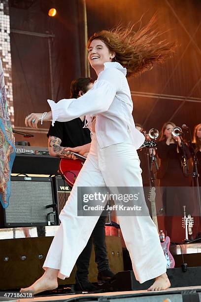 Singer Florence Welch of Florence and the Machine performs onstage at What Stage during Day 4 of the 2015 Bonnaroo Music And Arts Festival on June...