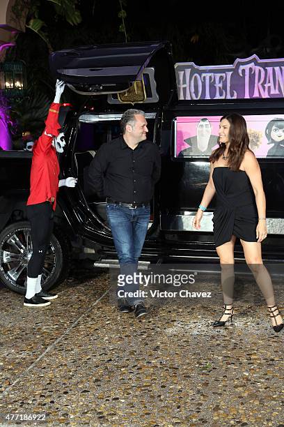 Director Genndy Tartakovsky and actress Michelle Murdocca attend the "Hotel Transylvania 2" photo call during Summer Of Sony Pictures Entertainment...