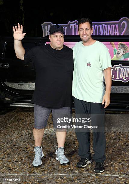 Actors Kevin James and Adam Sandler attend the "Hotel Transylvania 2" photo call during Summer Of Sony Pictures Entertainment 2015 at The...