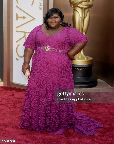 Actress Gabourey Sidibe arrives at the 86th Annual Academy Awards at Hollywood & Highland Center on March 2, 2014 in Hollywood, California.