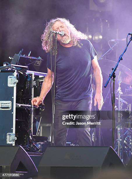 Musician Robert Plant & The Sensational Space Shifters perform onstage at Which Stage during Day 4 of the 2015 Bonnaroo Music And Arts Festival on...