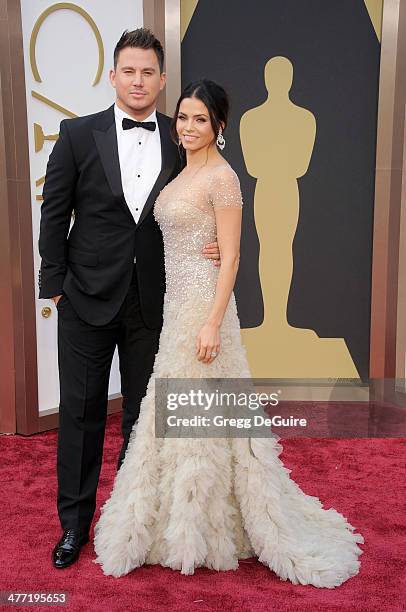 Actors Channing Tatum and Jenna Dewan arrive at the 86th Annual Academy Awards at Hollywood & Highland Center on March 2, 2014 in Hollywood,...