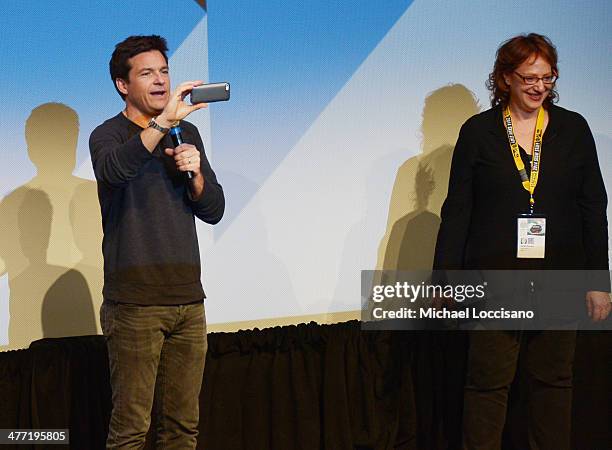 Actor/director Jason Bateman and Head of SXSW Film Janet Pierson address the audience before the "Bad Words" Premiere during the 2014 SXSW Music,...