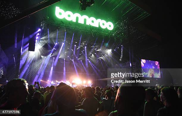 General view of atmosphere during the Billy Joel performance at the 2015 Bonnaroo Music & Arts Festival - Day 4 on June 14, 2015 in Manchester,...
