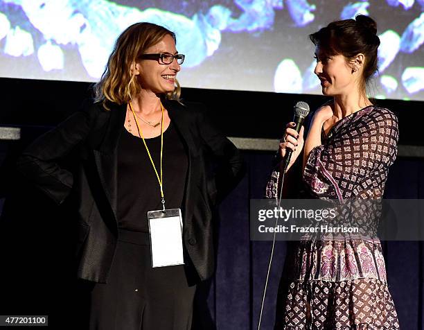 Director Zoe Cassavetes and actress Alexia Landeau speak onstage at the "Day Out of Days" screening during the 2015 Los Angeles Film Festival at...