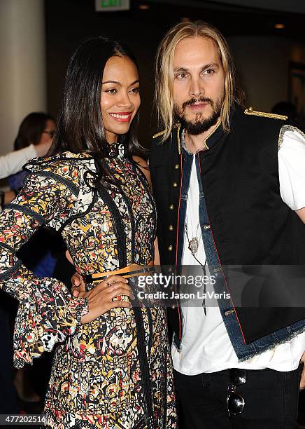 Actress Zoe Saldana and husband Marco Perego attend the premiere of "Infinitely Polar Bear" at the 2015 Los Angeles Film Festival at Regal Cinemas...