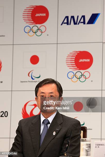 President and CEO of All Nippon Airways Co., Ltd. Osamu Shinobe attends the news conference at the Imperial Hotel on June 15, 2015 in Tokyo, Japan....