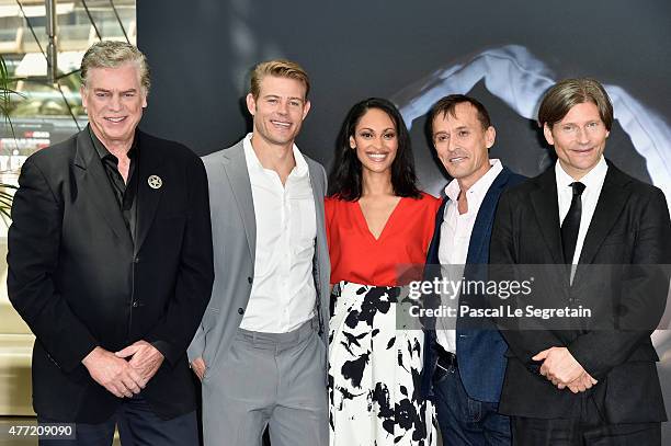 Christopher Mcdonald, Trevor Donovan, Cynthia Addai Robinson, Robert Knepper and Cirspin Glover attend a photocall for the "Texas Rising" TV series...