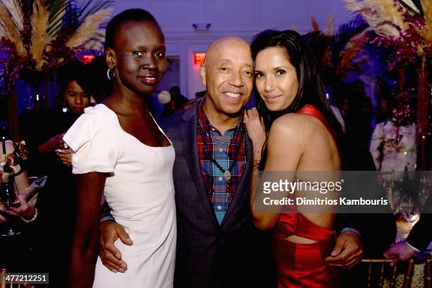 Alek Wek, Russell Simmons and Padma Lakshmi attend the Endometriosis Foundation of America's 6th annual Blossom Ball hosted by Padma Lakshmi and...