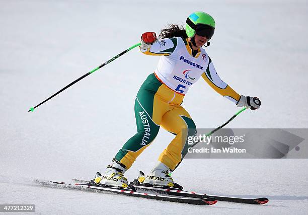 Melissa Perrine of Australia competes in the Women's Downhill - Visually Impaired during day one of Sochi 2014 Paralympic Winter Games at Rosa Khutor...