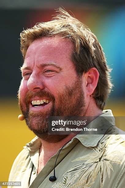 Shane Jacobson talks on track during the 2014 Top Gear Festival Sydney at Sydney Motorsport Park on March 8, 2014 in Sydney, Australia.