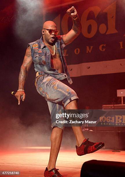 Flo Rida performs onstage during WBLU Summer Jam at Nikon at Jones Beach Theater on June 13, 2015 in Wantagh, New York.