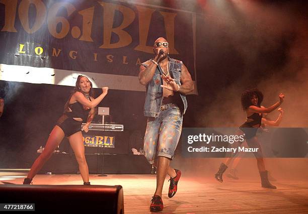Flo Rida performs onstage during WBLU Summer Jam at Nikon at Jones Beach Theater on June 13, 2015 in Wantagh, New York.